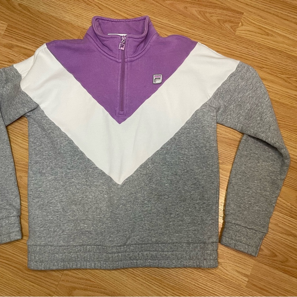 Fila Purple White Gray Cowl Neck Pullover Sweater